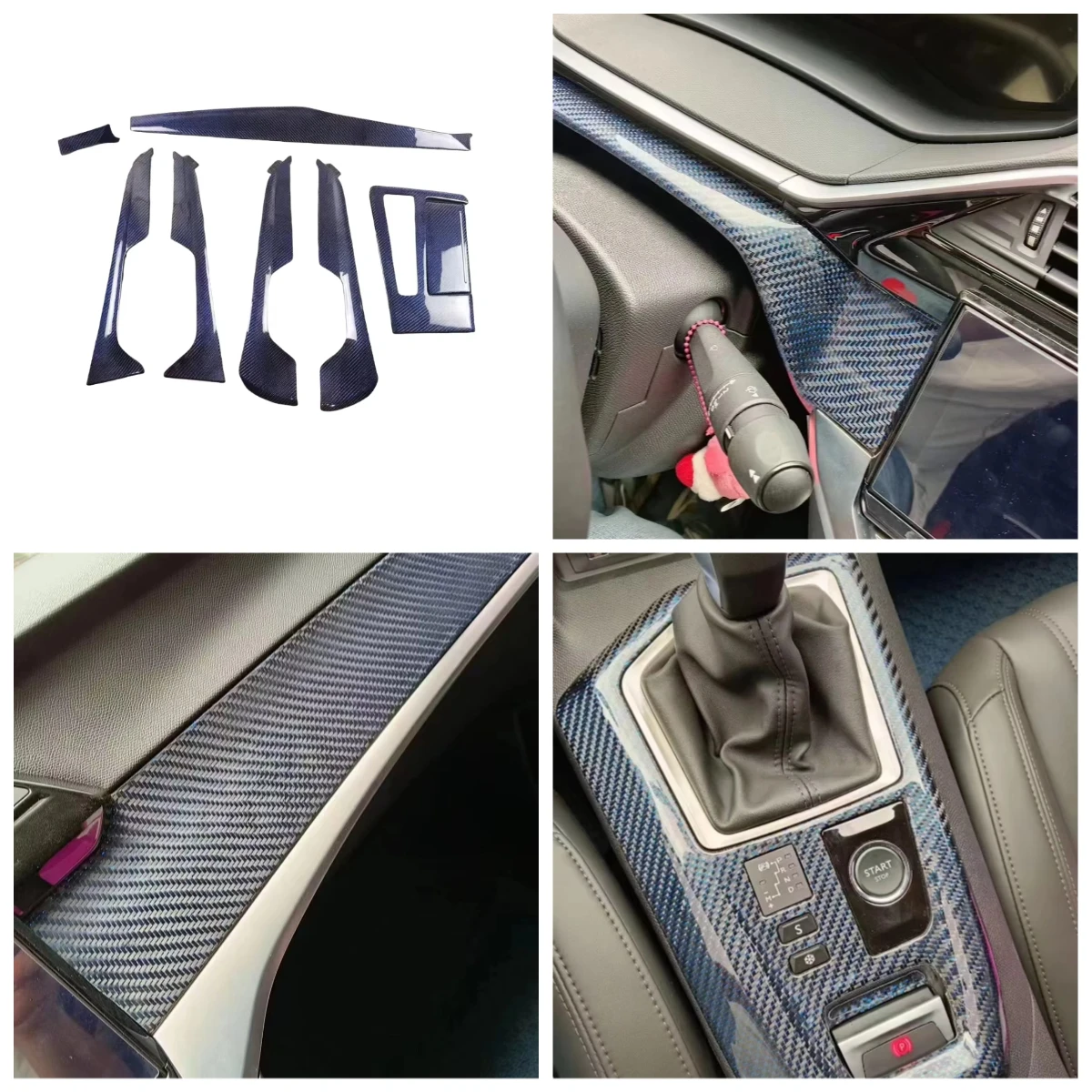 

Blue Silver Carbon Fiber Interior Panel Set for A7 OEM Style Brand New