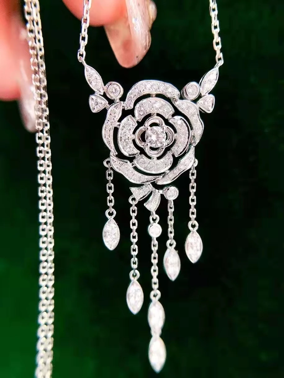 

XCL fashion natural diamond rose-style Tassel necklaces jewelry for lady&party&all season&comon wear&wedding&gift