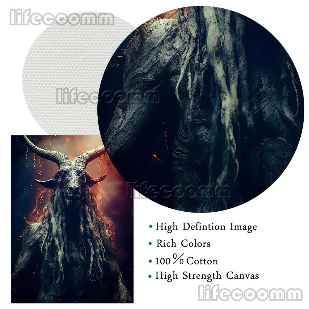Demon Baphomet Horror Portrait Wall Art Canvas Painting Goathead Hell Lord Abstract Art Poster And Print Home Decor Unframed