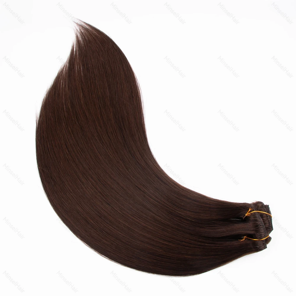 # 2개 인간 모발 클립 인 익스텐션 100% 리얼 헤어 익스텐션 심리스 클립 인 프리미엄 레미 12개월 이상 수명 12-22인치 초콜릿 브라운
