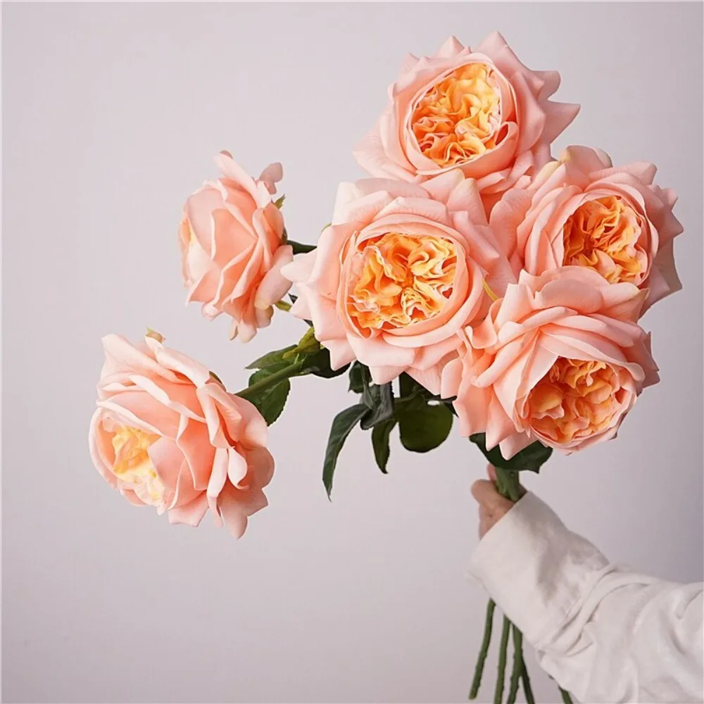 

Artificial Flower Bouquet with Realistic Roses for Table Decoration Home Wedding Party Decor Photography Backdrop Props 124