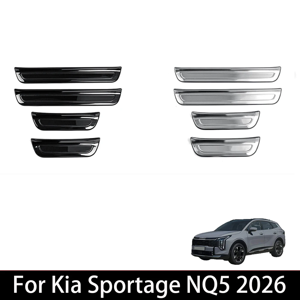 For Kia Sportage NQ5 2026 4PCS Silver Outside Door Sill Protector Cover Welcome Pedal Threshold Bar Trim Stripes Accessories