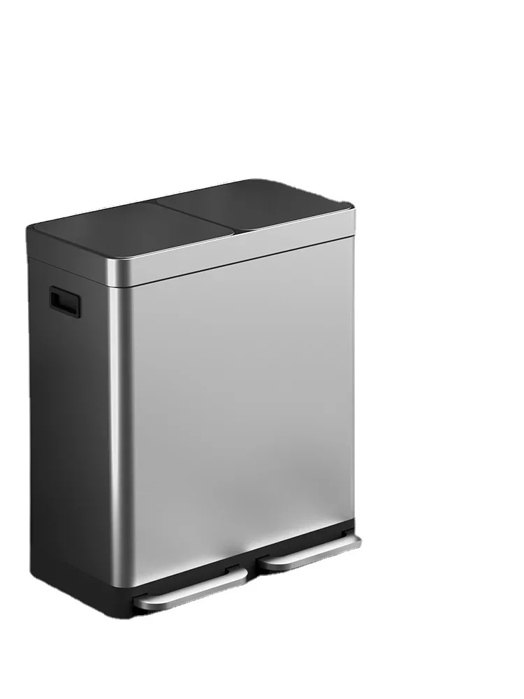 

Commercial Stainless Steel Sorting Trash Bin Large Pedal Type with Lid for Public Occasions