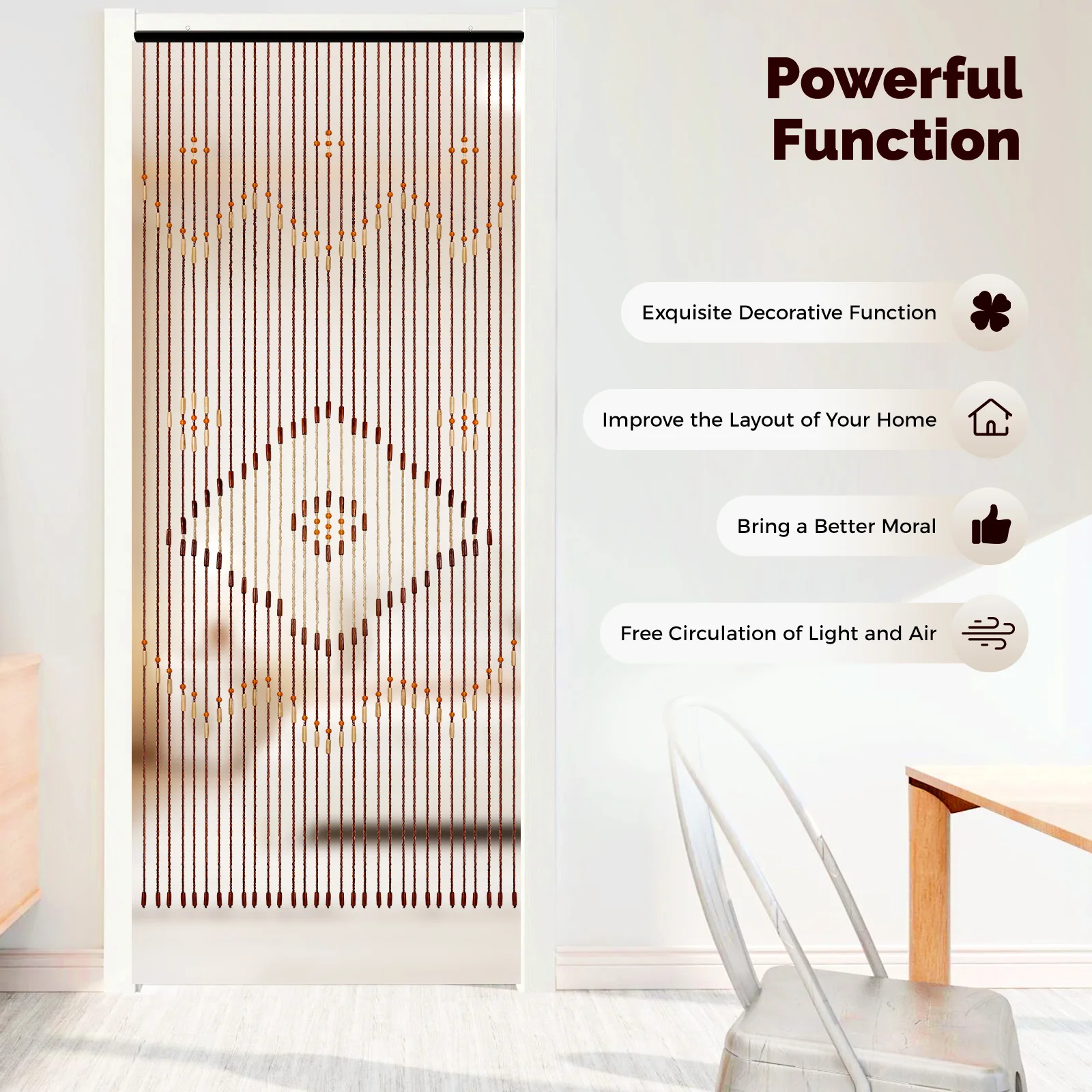 

Macrame Curtain Door Beads Curtain 31 Strands Bohemian Style Chocolate Brown Room Divider Window Doorway Decor Tassel Curtain