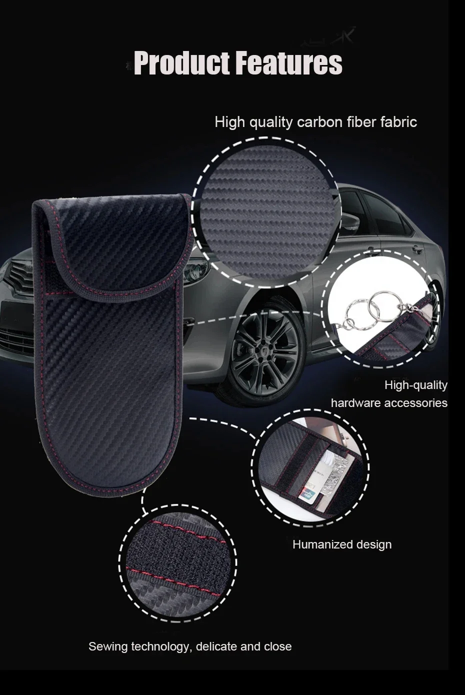 Car Key Signal Shielding Box Remote Control Set Key RFID Shielding Pocket Key Credit Card Bags Organizer for Privacy Protection image 2