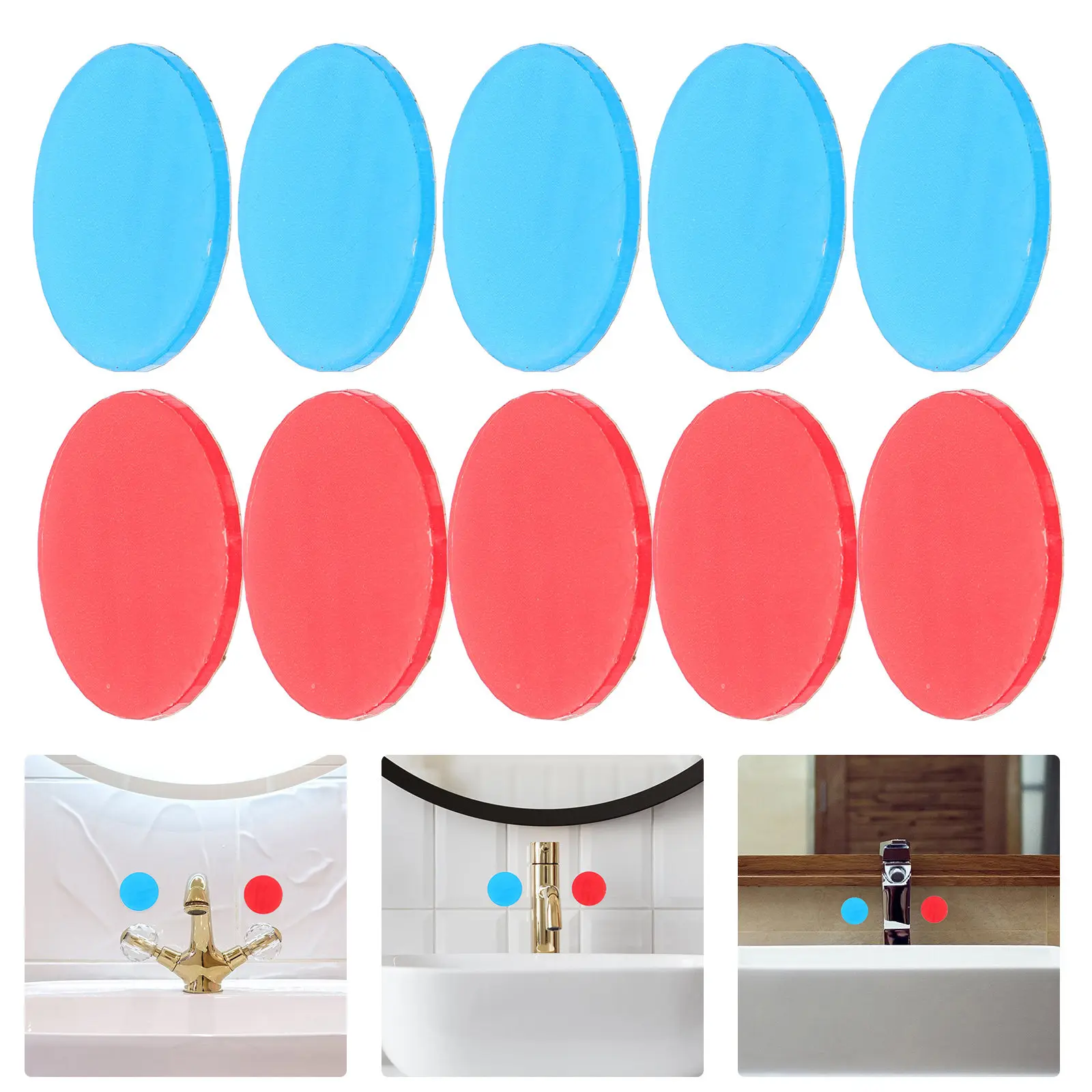5Pairs Hot and Cold Water Indicator Signs Acrylic Stickers for Faucets Bathroom Hotel Water Temperature Labels