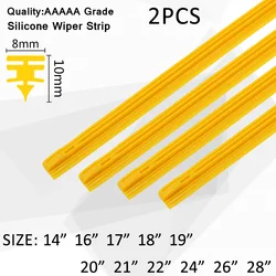 Tira de repuesto para limpiaparabrisas de coche, accesorio de recambio de tira de silicagel amarillo de 8mm, suave, 14, 16, 17, 18, 19, 20, 21, 22, 24, 26 y 28 pulgadas, 2 piezas