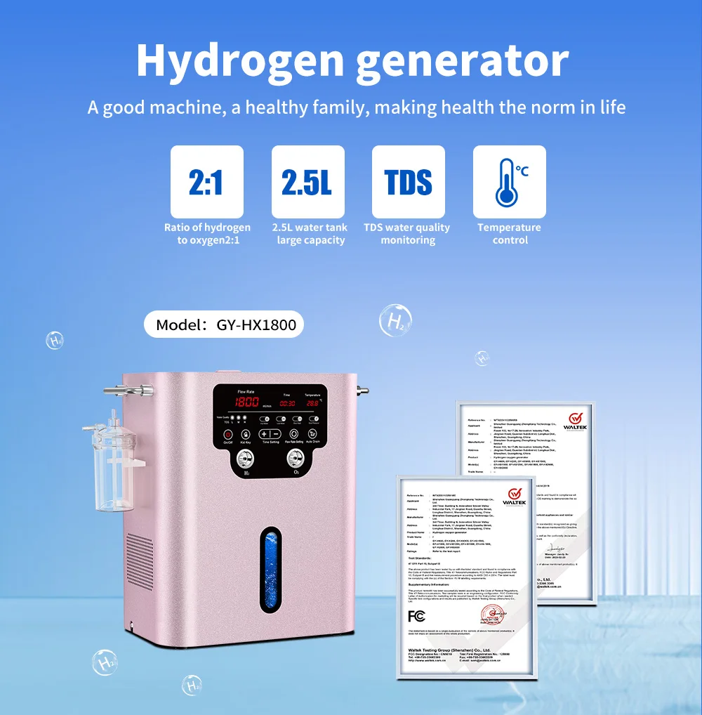 1800ml Wasserstoff-Sauerstoff-Generator mit SPE-PEM-Technologie, H2-O2-Inhalationsgerät, Hochleistungs-Wasserstoffgenerator für Wellness zu Hause – Detail 2