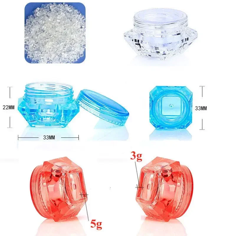 10Pcs 3g/5g Empty Refillable Clear Acrylic Sample Jar Pot Square Diamond Shape Cosmetic Containers For Eye Shadow Nail Art Cream