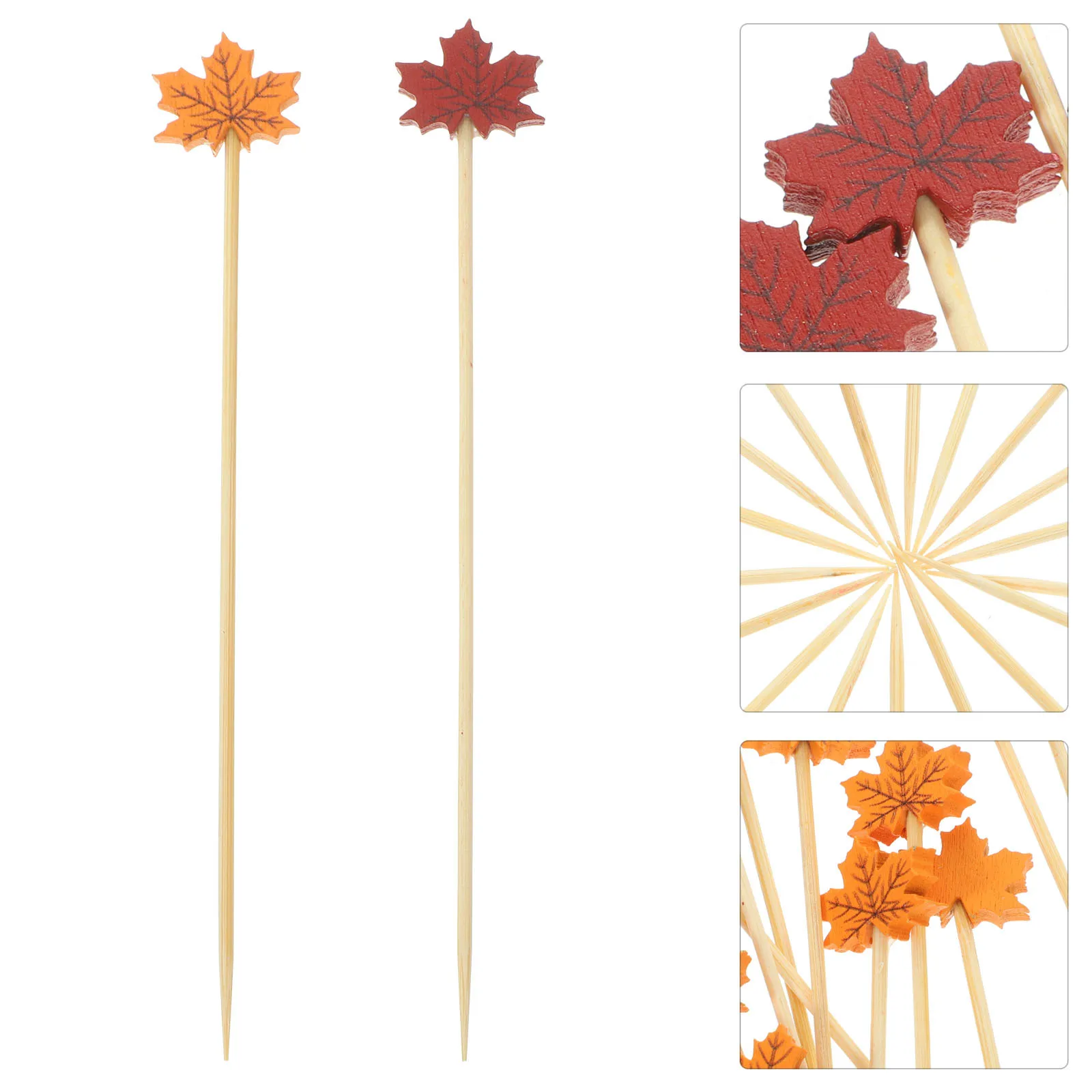 

200Pcs Bamboo Maple Leaf Picks Cocktail Skewers Fruit Sandwich Appetizer Toothpicks Party Fruit Sticks Cocktail Skewers