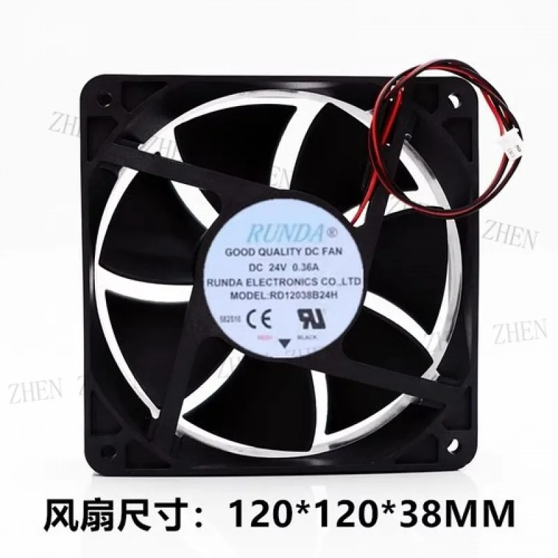 

Y FOR RUNDA RD12038B24H 12038 DC24V 0.36A 2-Wire Cooling Fan