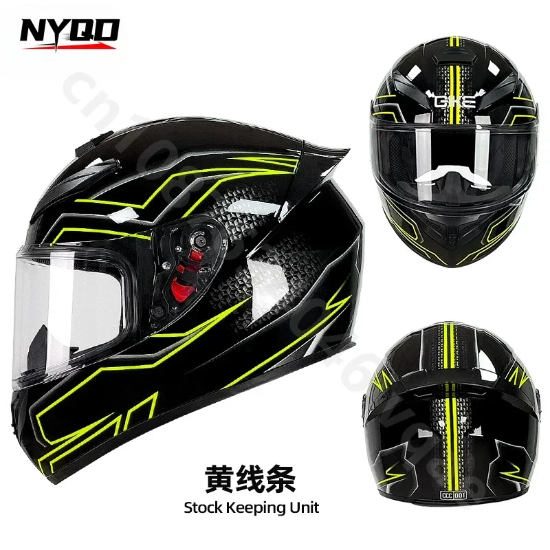 QIKE Motorcycle Full Helmet Knight Moto Electric Rider Riding Helmets Four Seasons Universal Capacete Motocross