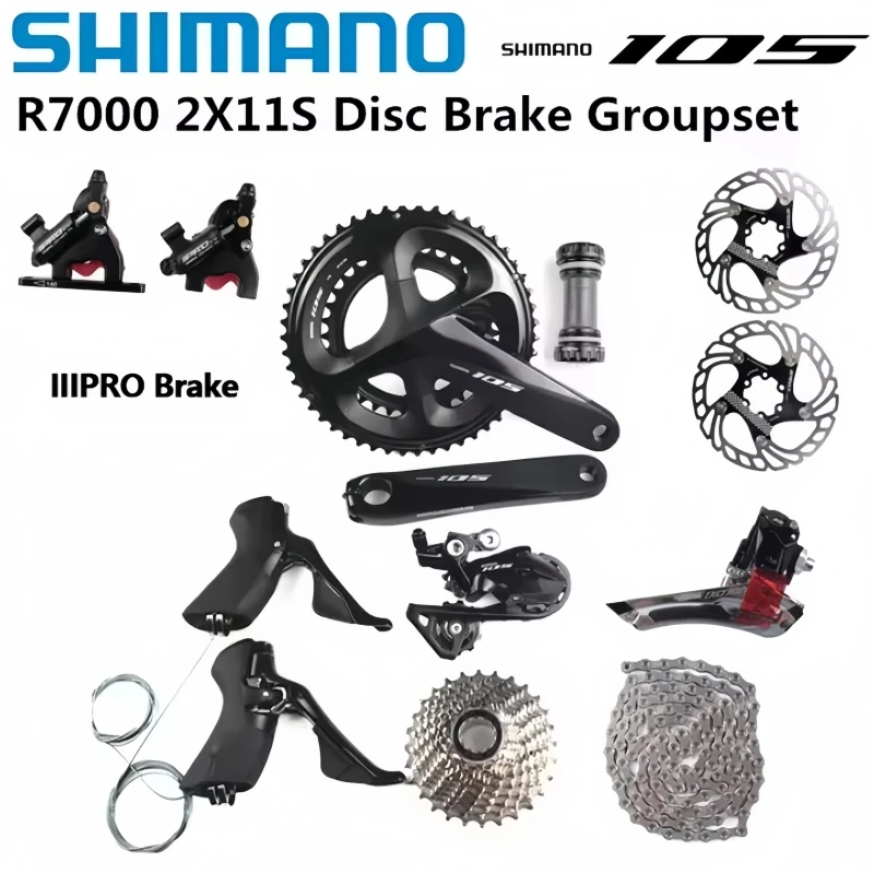 

Shimano 105 R7000 2x11s Groupset IIIPRO Тормоз Механический дисковый тормоз R7100 Шатуны Кассетный переключатель Шоссейный велосипед Группа велосипедов