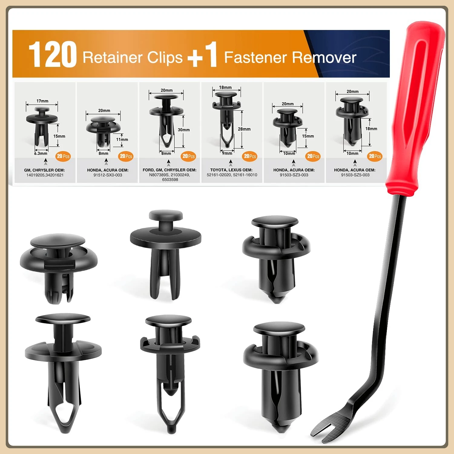 

120 шт. автомобильные расширительные заклепки, замена винтовых зажимов для бампера разных размеров со съемником