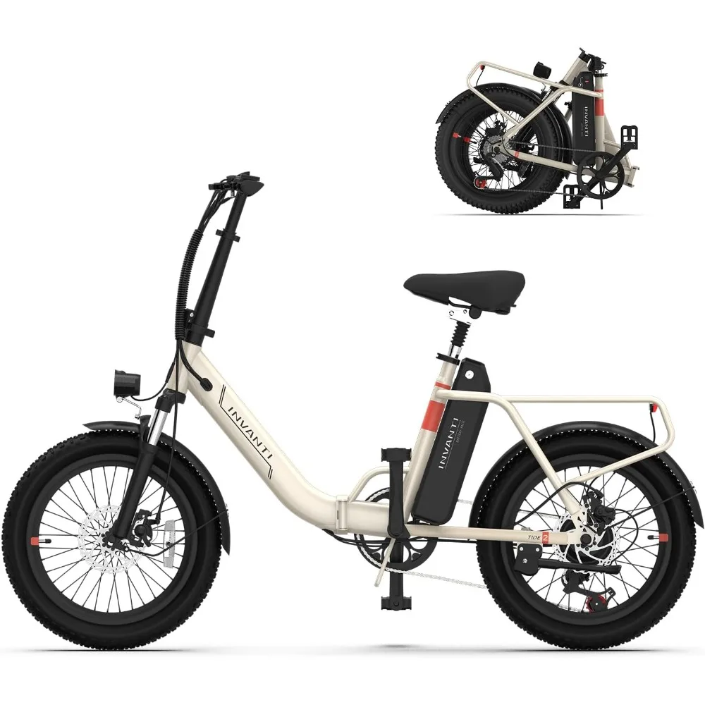 

Electric Bike, 20" Fat Tire Step-Thru Electric Bicycle, 900W Peak Motor 45 Miles 20MPH Top Speed, Dual Suspension