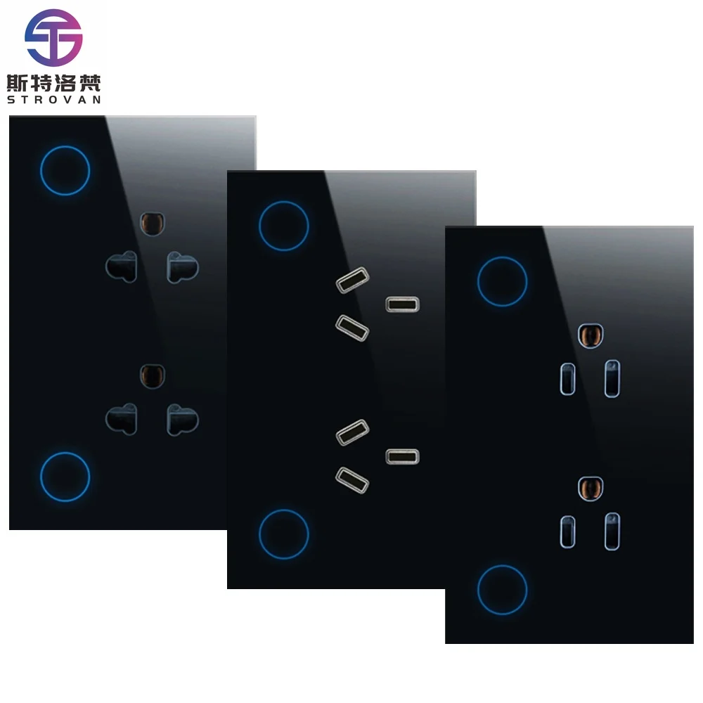 STLF Tuya Smart Wall Socket Tempered Glass Panel Graffiti Design Compatible Wi-Fi Zigbee 15A 2 Outlets Australian American Asian