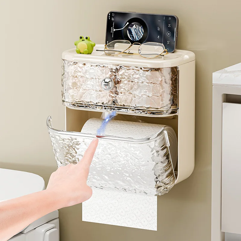 Magnetic waterproof tissue holder bathroom roll paper holder wall mounted toilet paper storage rack toilet paper holder