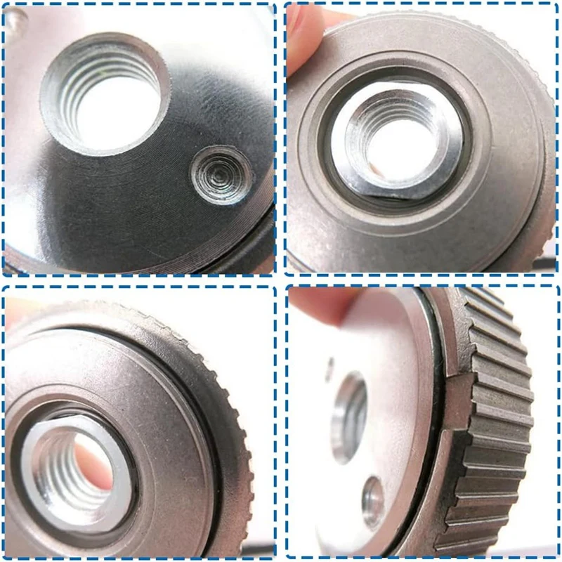 M14 Quick Release Clamping Flange Nut, Silver Fit para rebarbadora e máquina de corte, 1 Pc