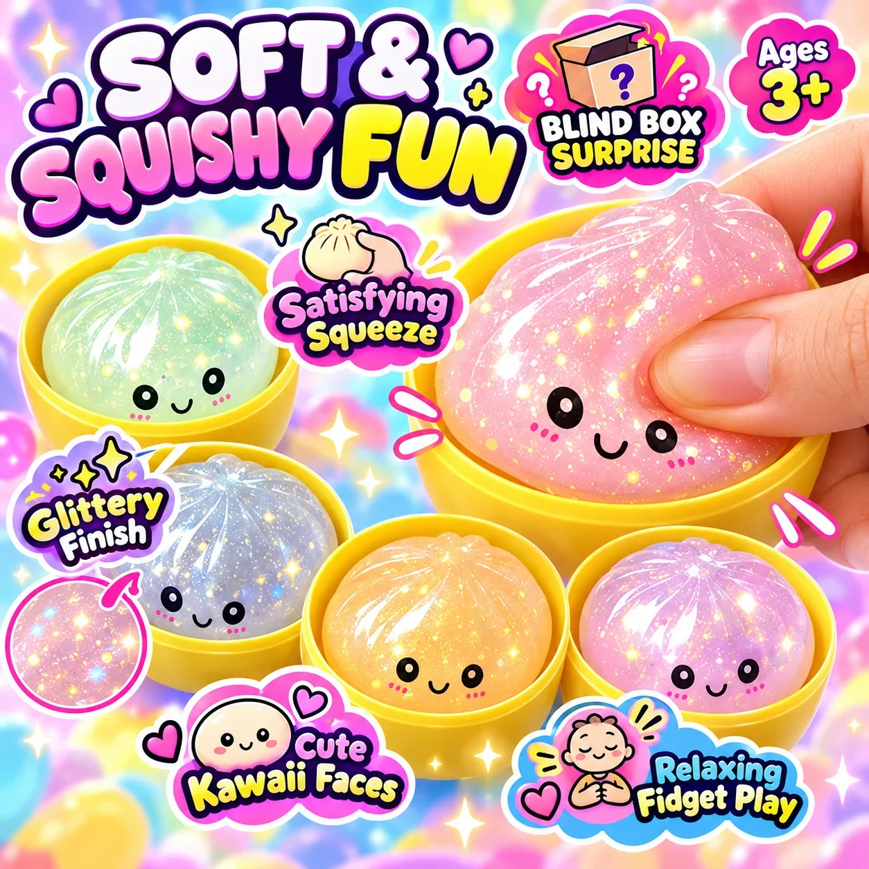 1-5PCS Unicorn Bao Bun Squishy Mystery Blind Box Pectin Gel Slow Rebound Squeeze Sensory Fidget Stress Relief Fake Food Gift