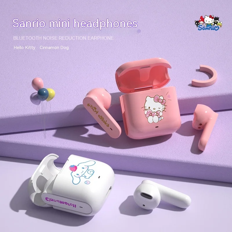 Sanrio Kuromi Cinnamoroll Mini Bluetooth Headset Real Wireless Noise Reduction Long Life Headset Music Game Cute Headset Gift