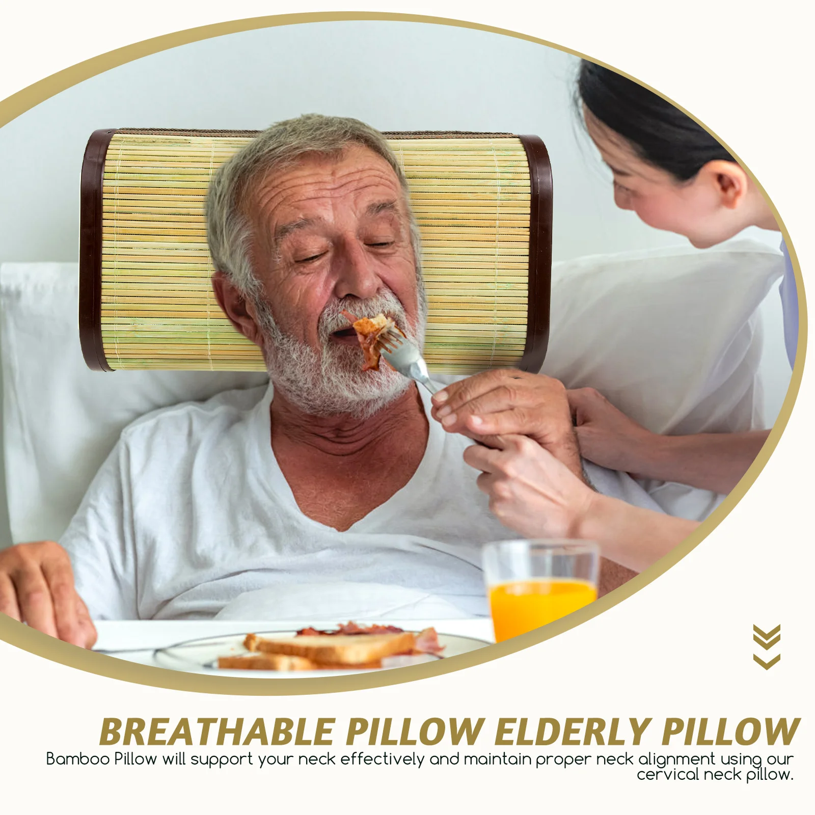 Bamboo Pillow for Adults Cervical Lumbar Support Rest Neck Pain Relief Sleep Aid Breathable Mat Pillow