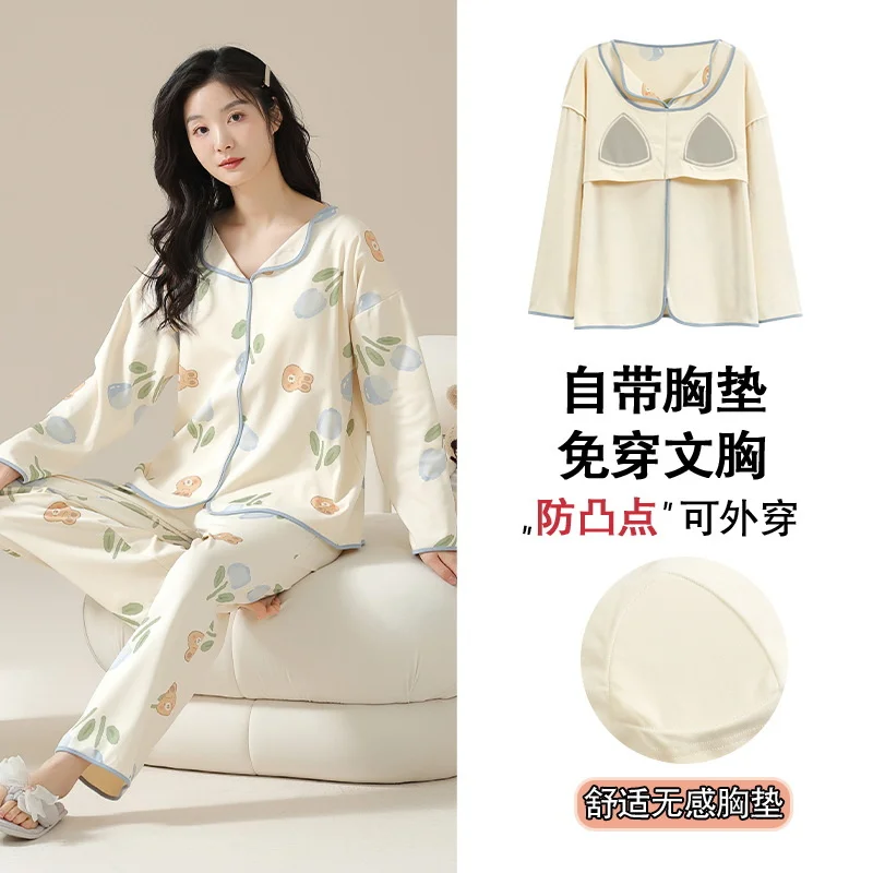 New Pajamas Set Autumn Winter Soft Cotton Korean Cardigan Sleepwear Lapel Pajama for Ladies Loungewear Women Pajamas