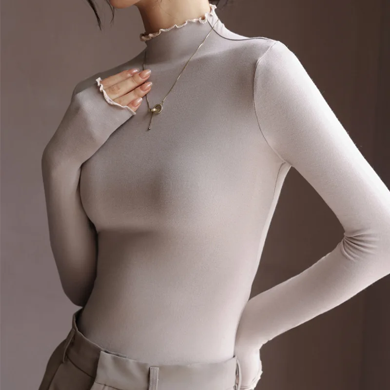 

Clothing Modal Semi-turtleneck Fungus Edge Bottoming Shirt Women's Autumn And Winter Long-sleeved Top