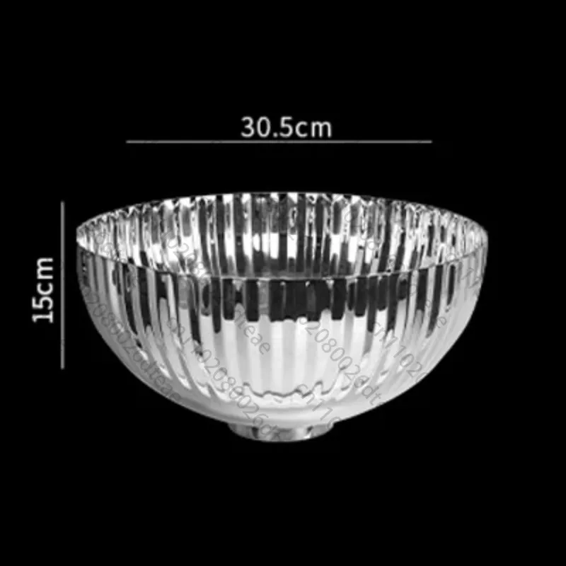 Tainless Steel Oversize Serving Basin, Vertical Striped Decor Bowl For Banquet, Household Salad And Seafood Platter