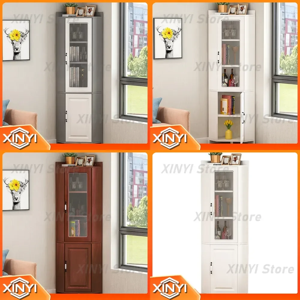 Light Luxury Corner Cabinet for Living Room Triangle Wine Cabinet Bookcase Shelf Storage Locker Modern Home Furniture