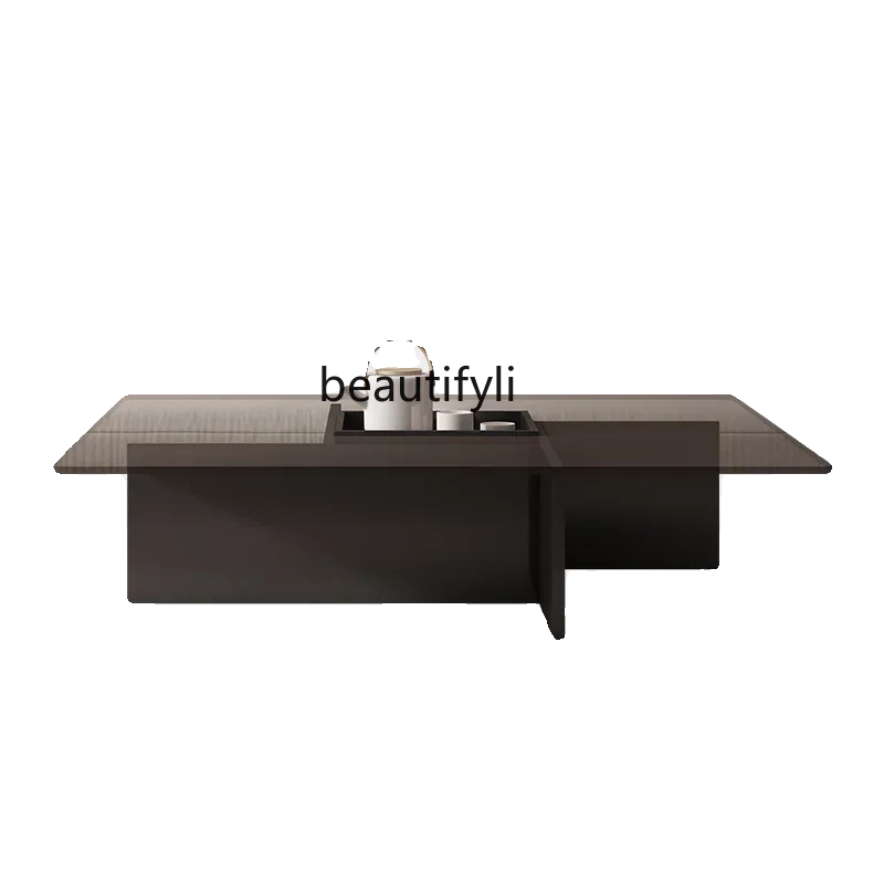 newModern minimalist villa coffee table living room household glass large apartment square wabi sabi wind large coffee table