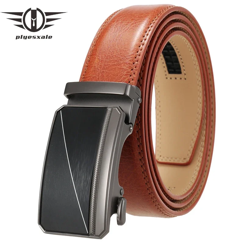 

Genuine Leather Belt Luxury Men's Belt Cow Leather Belts Fashion Automatic Buckle Black Red Brown Belts For Men 3.5cm Width G491