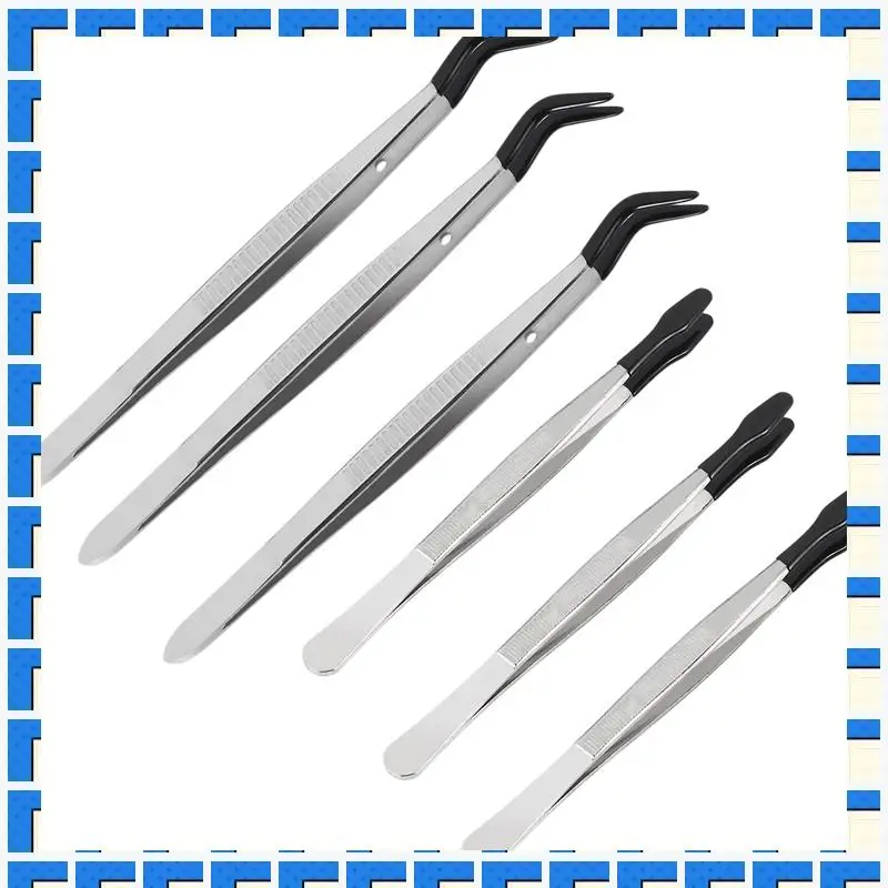 

ABNG 6 Pcs Of Rubber Tip Tweezers PVC Silicone Precision Tweezers Laboratory Industrial Hobby Craft Tweezers Tool
