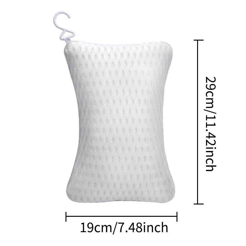 Knochenförmiges Kissen mit 3D-Netzband und 2 Saugnäpfen für Badezimmer, Dusche, Kopfstütze, SPA-Badewanne, zur Kopf- und Nackenunterstützung – Detail 11