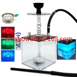 Clear Transparent Square Hookah Acrylic Shisha Set Complete Accessories Cachimba Smoke Box LOMINT LM-HP008-2