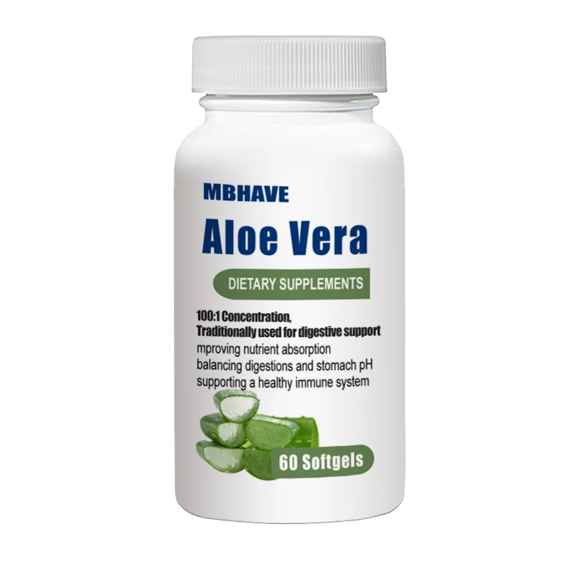 Free Shipping  Aloe 60pcs 400mg Supports a Healthy Digestive System