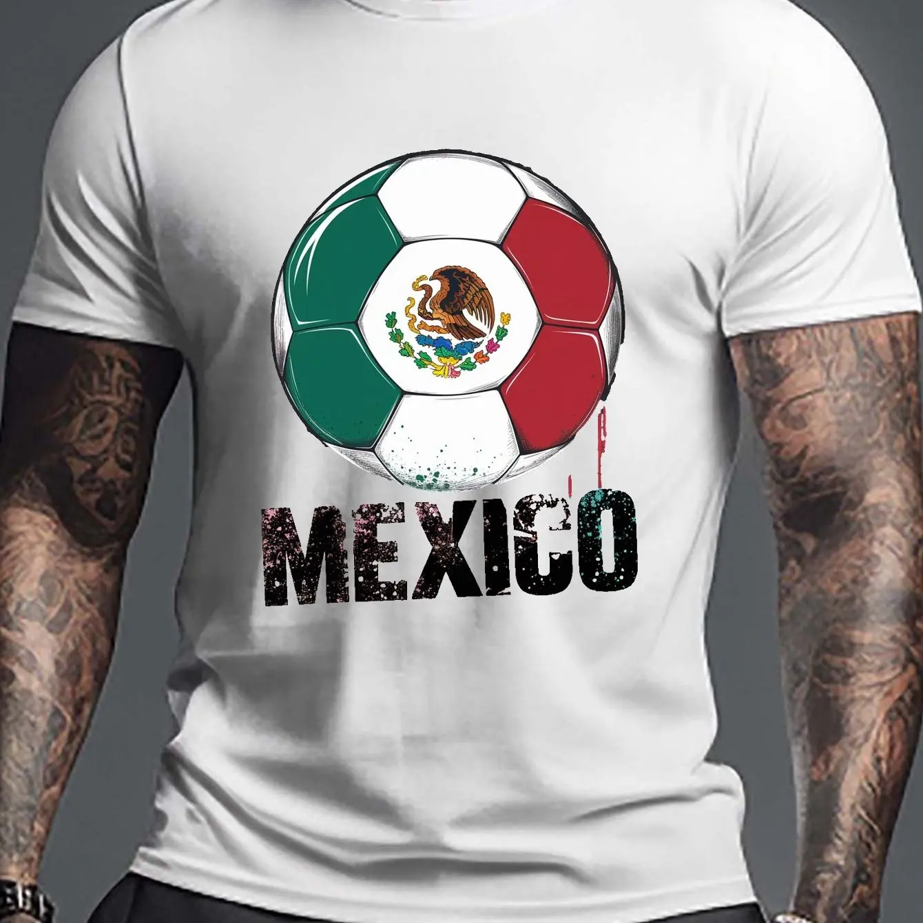 Men's T-shirt Mexico Soccer Ball Graphic Print Short Sleeve Tees Top O Neck Sport Outdoor Pullover Streetwear Oversized Clothing