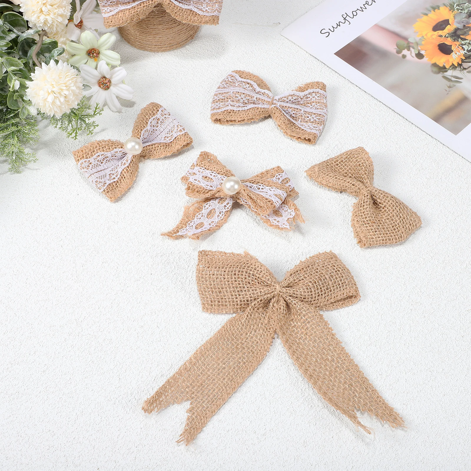

20 Pcs Mini Craft Bows Decorative Burlap Pre Made Small Rustic for Ribbons Holiday Wreath Crafts