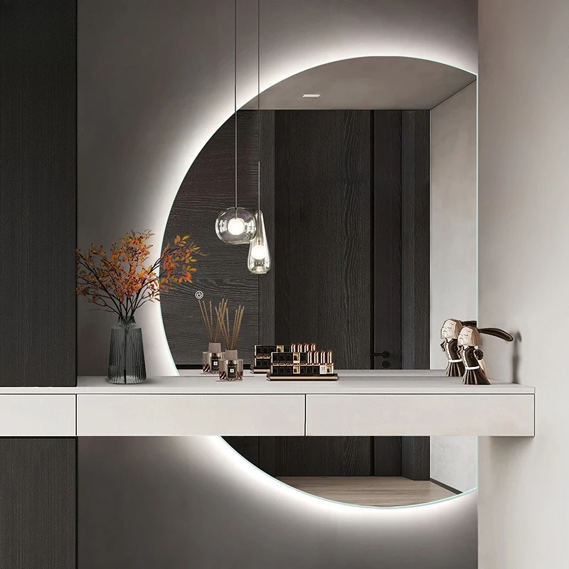 

Semicircular special-shaped intelligent LED mirror with lamp hotel bathroom decoration light luxury high-end full-length