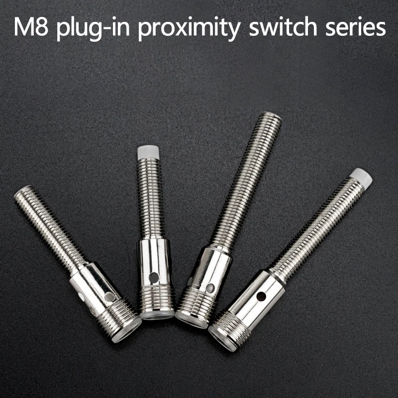 M8 connector type proximity switch sensor, plug-in type with four-pin plug, 24V plug-in metal sensing switch
