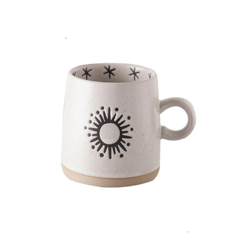 

Rough Pottery Cup Mug with Hand Gift Cup Coffee Cup Afternoon Tea Breakfast Cup Ins Ceramic Cup