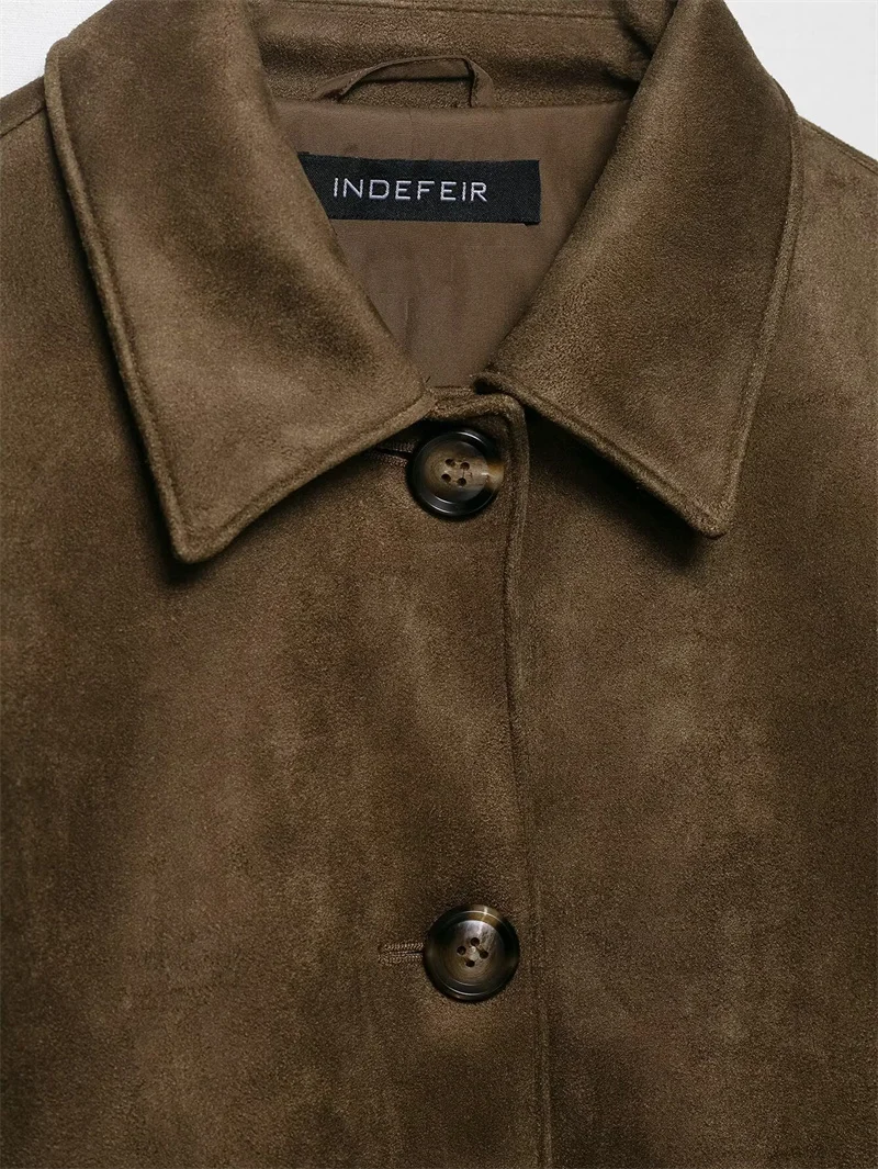 Women's Jacket 2025 New Faux Leather Suede Texture Effect Top Autumn and Winter Retro Fashion Women's Leather Jacket