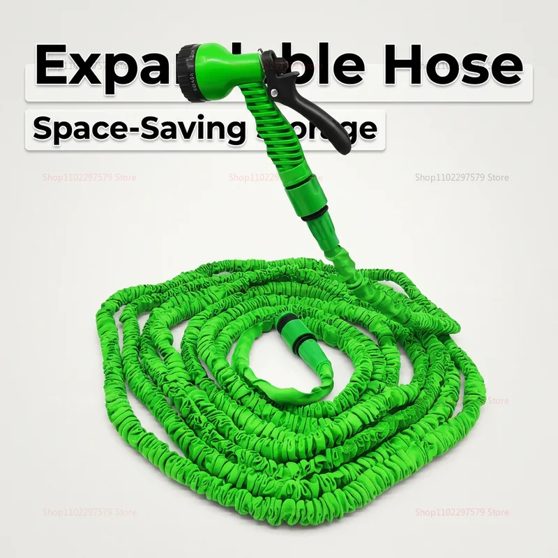 Garden Hose Pipe Water Hose with 5 Patterns Spray Nozzle Foam Pot Car Wash Gun Sprayer Flexible Reel for Lawn Garden Cleaning