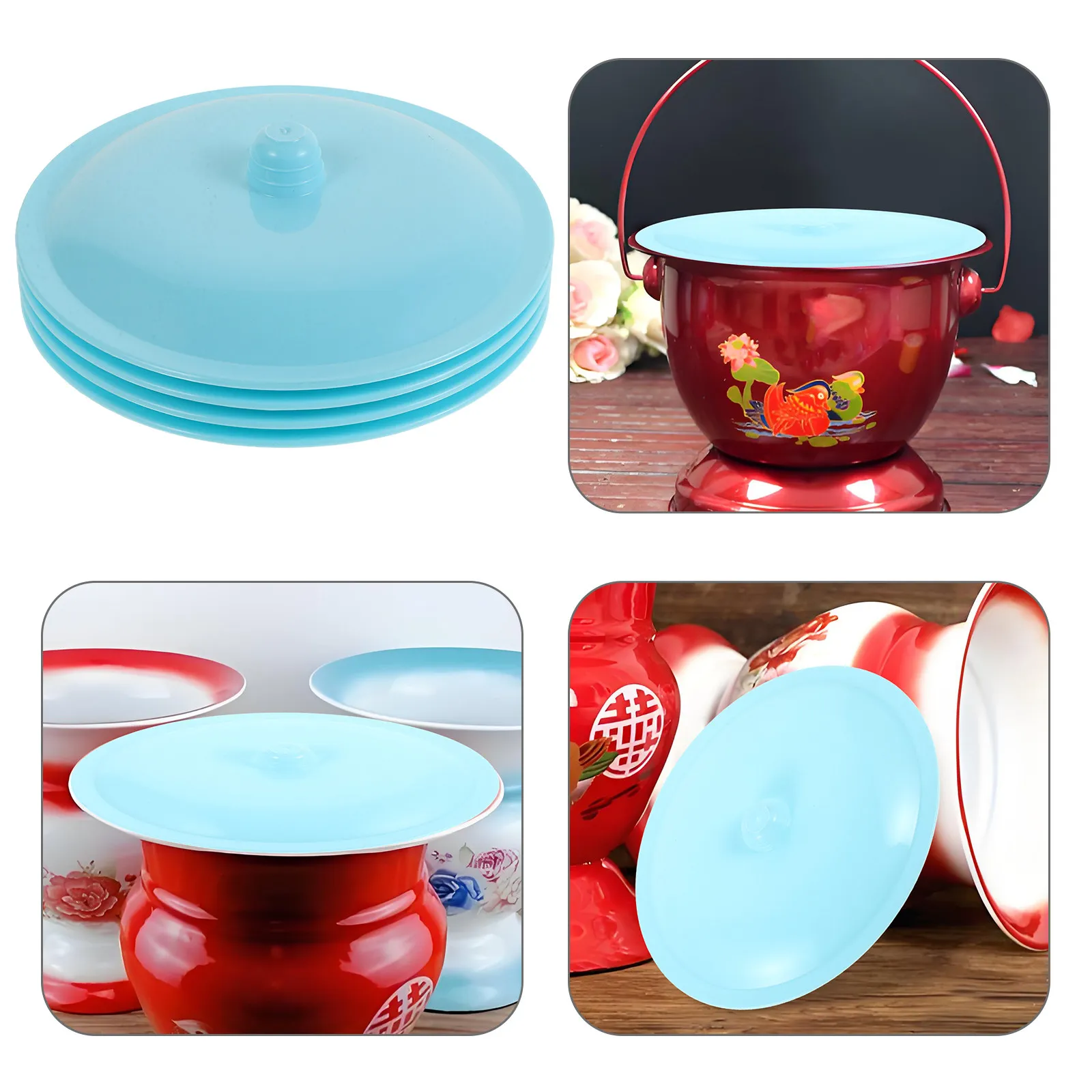 4Pcs Chamber Pot Lid Plastic Replacement Spittoon Pot Urine Covers Portable Toilet Bedside Urinal Accessories Urine Bottles Lid