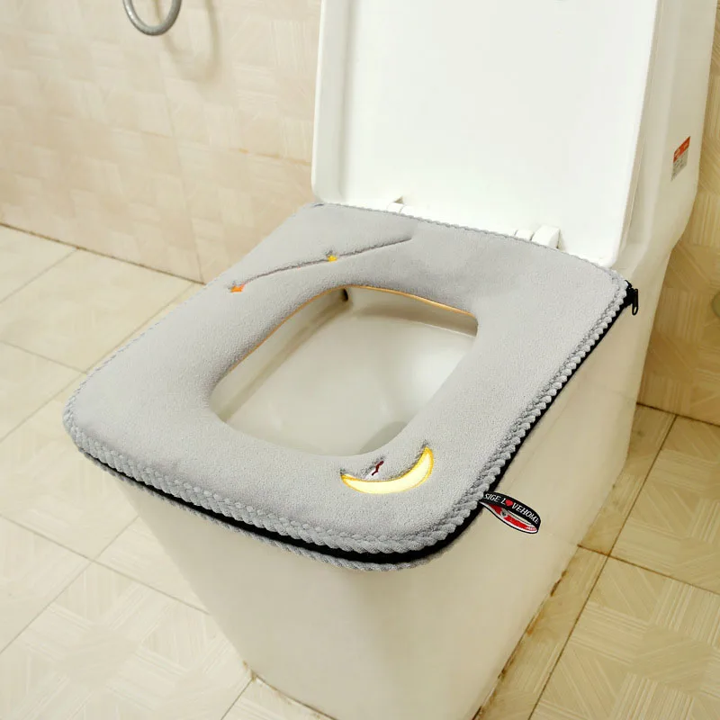 Square Summer Toilet Seat Cover With Handle Comfortable Toilet Cushions Zipper Toilet Seat Case Home Decor Closestool Pad 1 PC