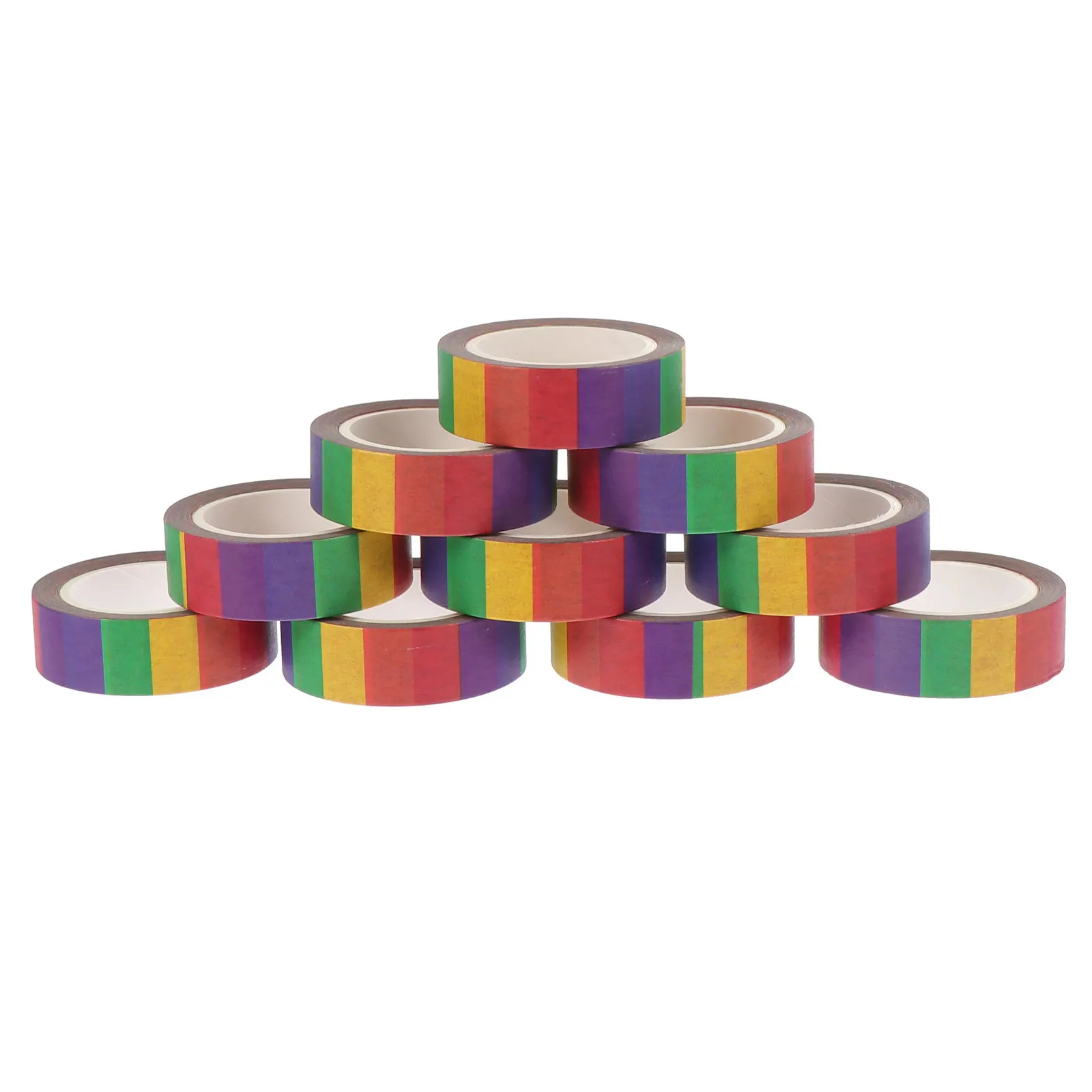 

10 рулонов декоративных лент васи ярких радужных цветов, универсальный стиль для поделок, скрапбукинга, планировщиков, блокнотов, наклеек