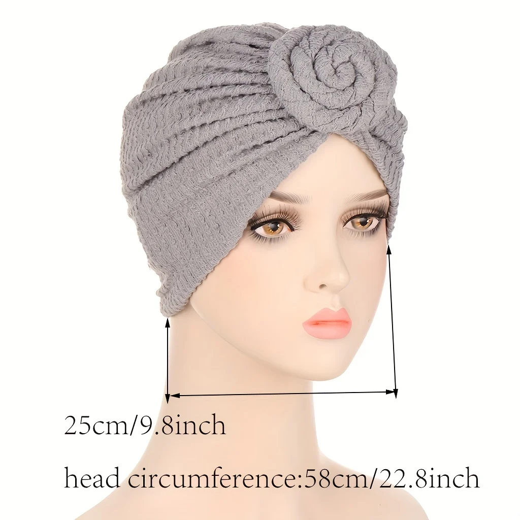 Crinkle Twist Turban Cap Solid Color Casual Head Wrap Elastic Hijab Hat Lightweight Beanie Women Chemo Cap