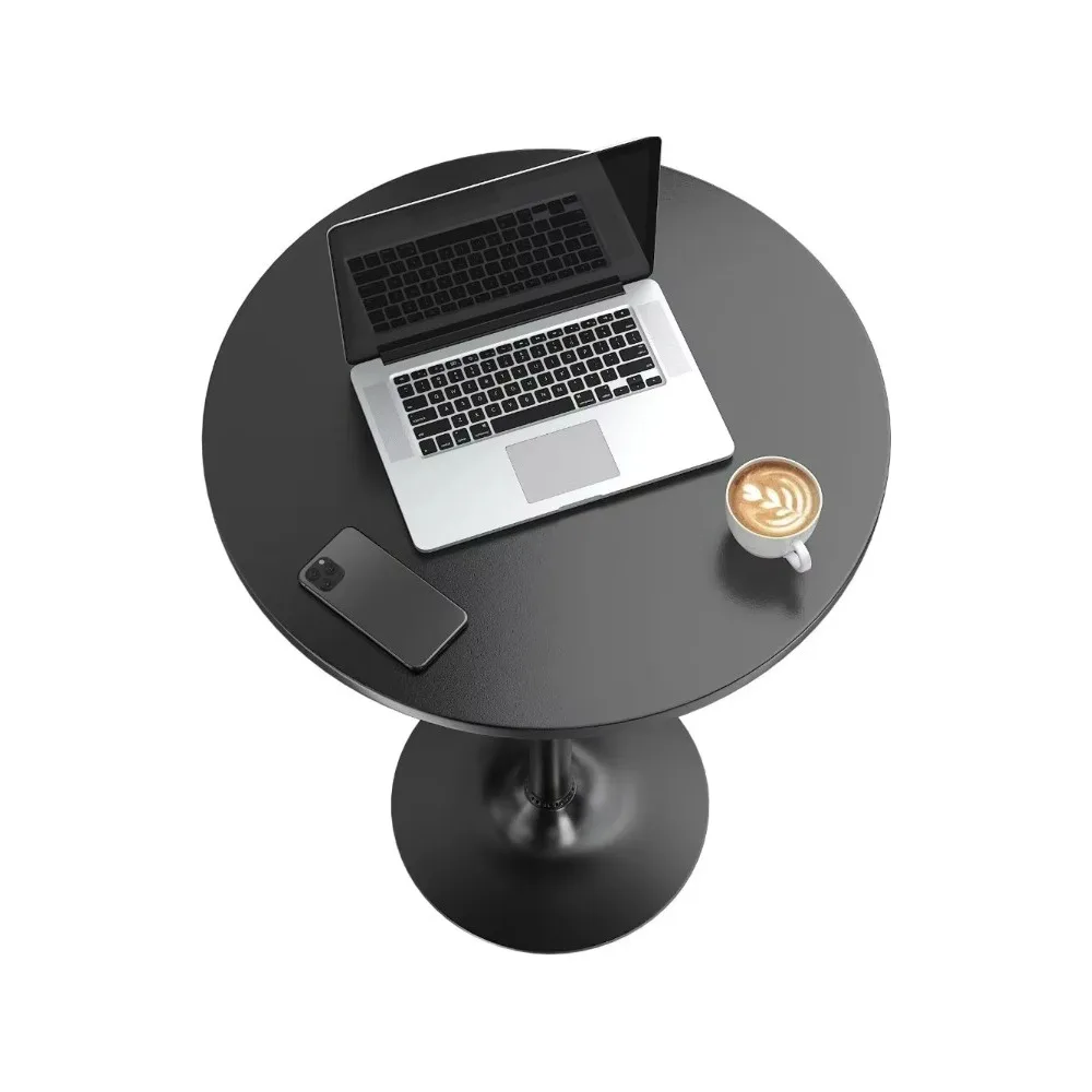 Taincdbar-Table à cocktail en obsidienne avec pieds noirs, base en métal, dessus de seau NW, barre ronde recommandée, 23.8 po, 39.5 po de haut, 2 paquets