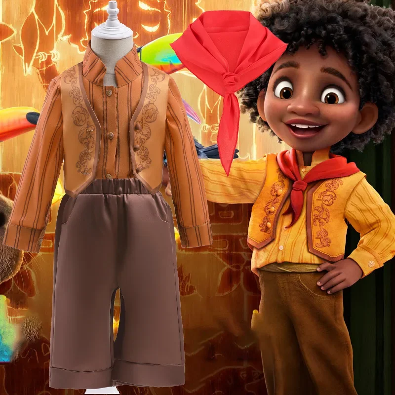 HN8 สินค้าใหม่ Pinocchio Boy Overalls สามชิ้นชุดคอสเพลย์ชุดเล็กชุด Costumes8...Gf