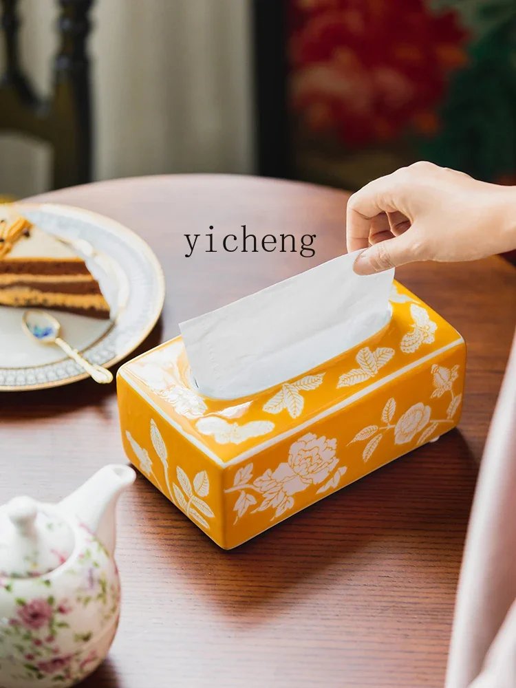 BJ-21  Blue and White Porcelain Napkin Holder Living Room Decoration Household Storage Box Ceramic Tissue Box