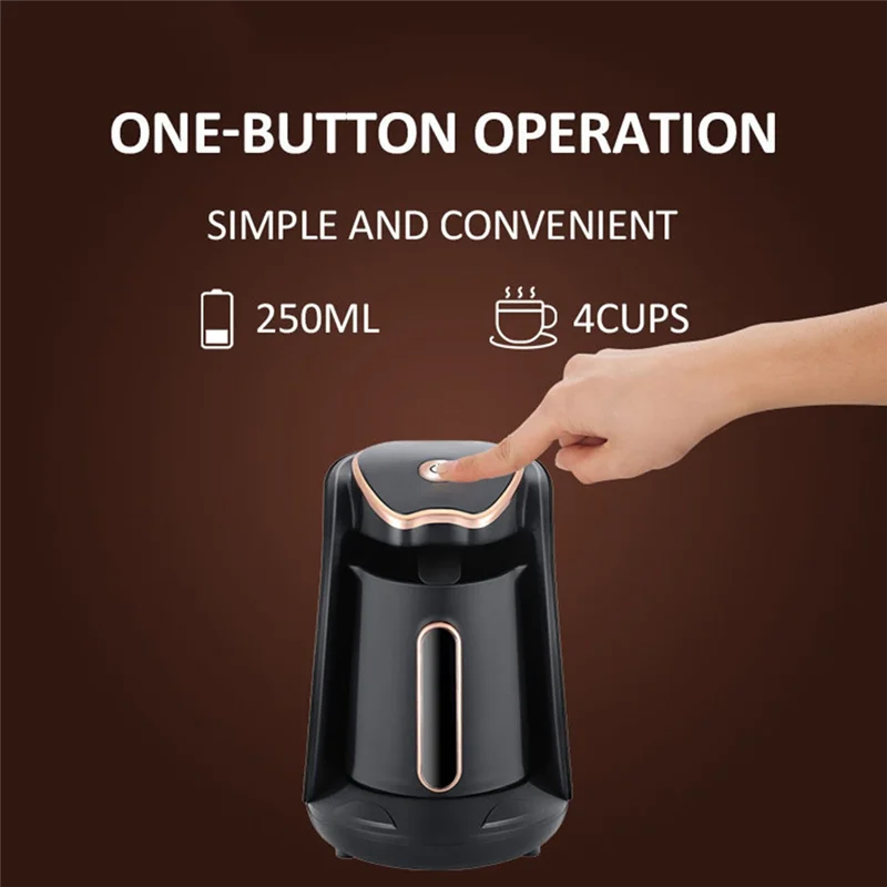 DHIPP-600W صانع إبريق القهوة الكهربائية التركية العربية اليونانية، غلاية قهوة موكا أوتوماتيكية مع قابس الاتحاد الأوروبي
